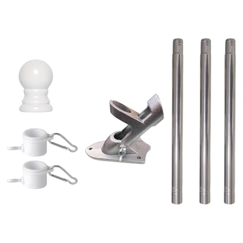 LOVIVER Flaggenmastkit mit Mount Bracket Outdoor Home Outside House Topper Rotierende Ringe, Silber von LOVIVER