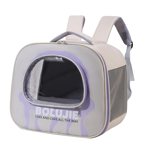 LOVIVER Haustier-Rucksack, Hundetasche, transparentes Fenster, atmungsaktiver Schultergurt, neuartige tragbare Reisetasche, Reisetasche, Tragetasche, LILA von LOVIVER