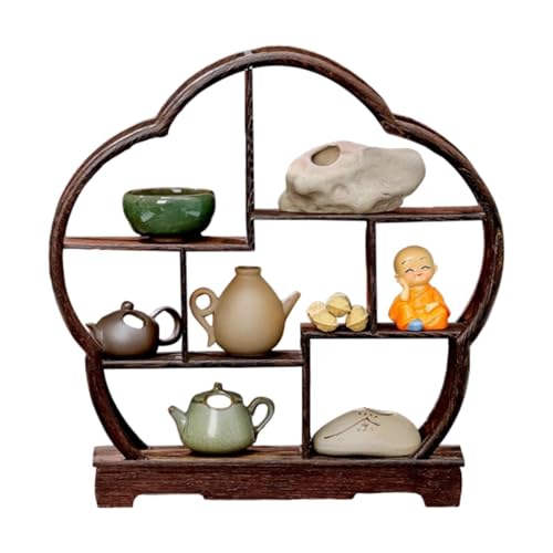 LOVIVER Holzausstellungsständer Multi -Pflanzen -Ständer Gegenstände inklusive antike dekorative Regal Desktop -Kurioalregal für Wohnzimmer im Freien im, Blütenform, 11 Stück von LOVIVER