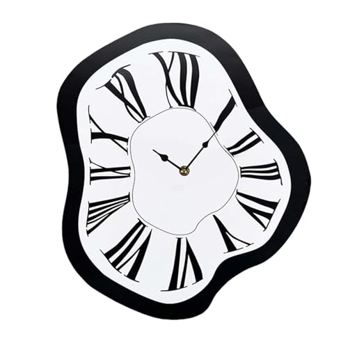 LOVIVER Modern Wanduhr, Große Wanduhr mit Römischen Ziffern, Unregelmäßige Wanduhr, Kreative Schmelzende Uhr, Einzigartige Verzerrte Acryluhren für Küche, Büro, Schlafzimmer, Wohnzimmer-Dekor von LOVIVER