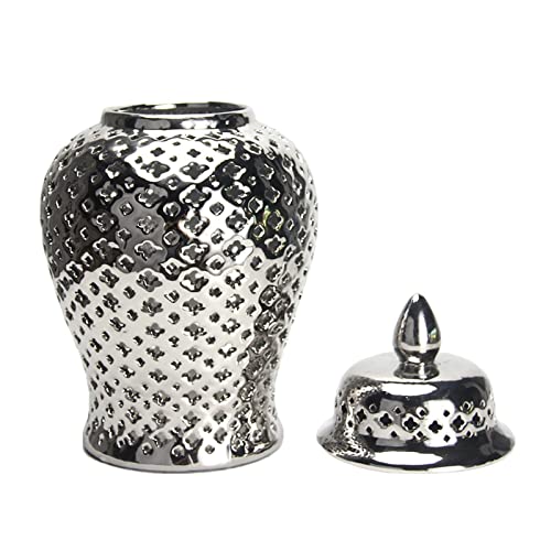 LOVIVER Keramik-Ingwerglas-Tempelglas-Vase, mit Deckel, ausgehöhlt, dekorativ, Blumenarrangement, Aufbewahrung, dekorative Vase, für Schlafzimmer, von LOVIVER
