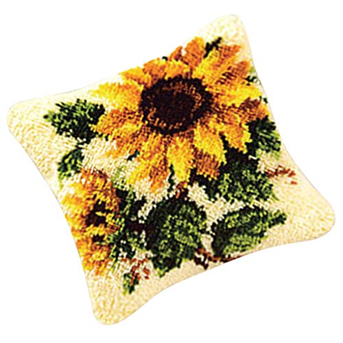 LOVIVER Knüpf Set Knüpfset Knüpfbild Erwachsene, zum Selberknüpfen Frühling Ostern Muster bezug, Sonnenblume von LOVIVER