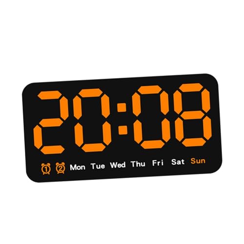 LOVIVER LED-Wecker, Digitaluhr, großes Display, große Schreibtisch-Wanduhr, elektronische Uhr für Schlafzimmer, Teenager, Lernen, Erwachsene, Festival, Orange von LOVIVER