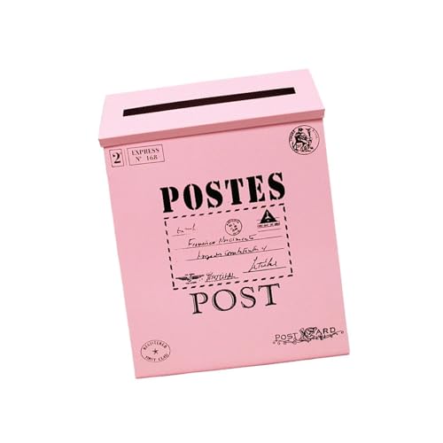 LOVIVER Metallbriefkasten, Hängender Briefkasten Groß, RetroMetallBriefkasten, Klassischer Briefkasten, Zeitungshalter, Wandbriefkasten für den Außenbereich, ROSA von LOVIVER