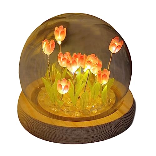 LOVIVER -Nachtlicht, DIY-Nachtlicht, Materialien, handgefertigtes Nachtlicht, LED-Dekor, Simulationsblume, Nachttischlampen, Tischlampe für Nachttisch, 10 Blumen von LOVIVER