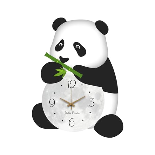 LOVIVER Panda-Wanduhr, Cartoon, groß, leise, aus Holz, geräuschlos, kreativ, Tier-Wanddekoration, Wandbehang, Uhr für Wohnzimmer, Schlafzimmer von LOVIVER