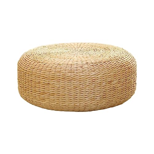 LOVIVER Rattan-Bodenkissen, japanischer Stil, Sitzkissen, Heimdekoration, Lesen, handgefertigt, rustikal, gewebtes Futon-Sitzkissen für Schlafzimmer, Balkon, 40cm Durchmesser von LOVIVER