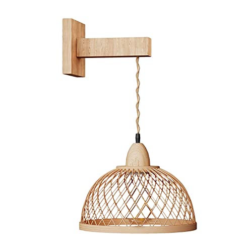 LOVIVER Rattan Wandleuchte Pendelleuchten Boho Leuchte Wandmontage Wandleuchte Nachttischlampe Rattan Lampen für Eingangsbereich Treppe Loft Gang Restaurant, Stil c von LOVIVER