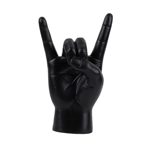 LOVIVER Rock Hand Geste Statue Finger Skulptur Sammlung Musik Geste Figur Hand Zeichen für Apartment Hotel Büro Dekoration, Schwarz rechts von LOVIVER