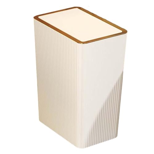 LOVIVER Schmale, Badezimmer-Mülleimer mit Deckel, Schlichtes Design, Müllbehälter, Press-Papierkorb für den Eingangsbereich, Schlafzimmer, 15L Weiß von LOVIVER