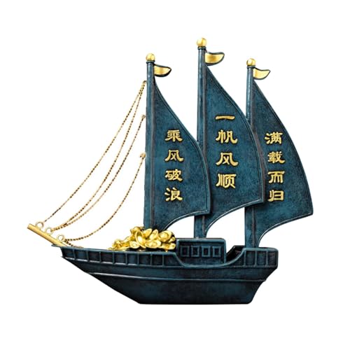 LOVIVER Segelboot Figur Tischdekoration Feng Shui 2024 Frühlingsfest Dekor Boot Statue für Schrank Wohnzimmer Geburtstagsgeschenk, Blau von LOVIVER