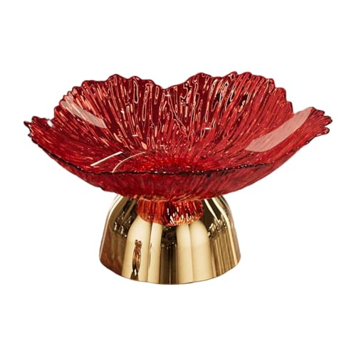 LOVIVER Sockel Schüssel Fuß Fruchtkorb Licht Luxusschale Halter Lebensmittel Snack Aufbewahrungsschale für Haushalt Küchentheke Salon, Rot von LOVIVER