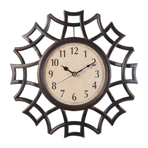 LOVIVER Wanduhr im Retro-Design, rund, stumme arabische Ziffern, Wanduhr zum Aufhängen im Wohnzimmer, für die Dekoration im Café oder Schlafzimmer, Schwarz von LOVIVER