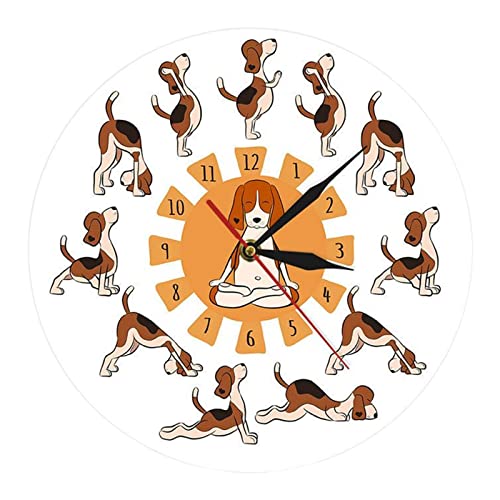 LOVIVER Wanduhren mit Cartoon-Hund beim Yoga, 30,5 cm, für Wohnzimmer, leicht lesbar, für Schlaf- und Arbeitsumgebungen, Dekoration, lustig von LOVIVER