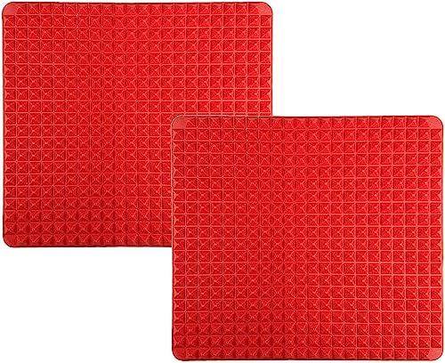 Silikon Backmatte mit Pyramiden 2er-Set, Backunterlage Hitzebeständig Silikonmatte 39.5x27.5cm Backform (2 Stück Rot, 17 cm x 17 cm) von LOVMEAD