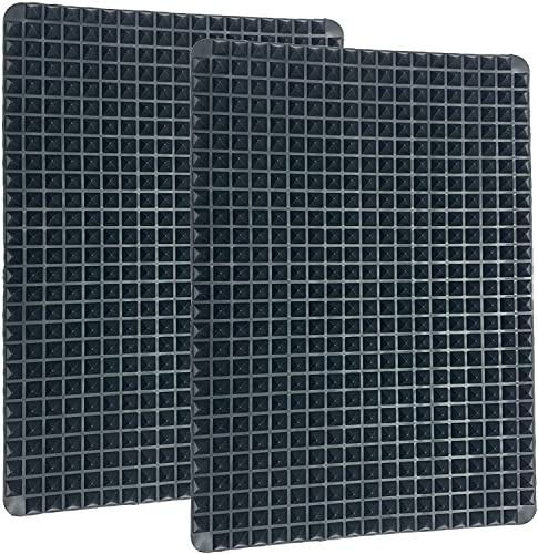 Silikon Backmatte mit Pyramiden 2er-Set, Backunterlage Hitzebeständig Silikonmatte 39.5x27.5cm Backform (2 Stück Schwarz, 39.5 cm x 27.5 cm) von LOVMEAD