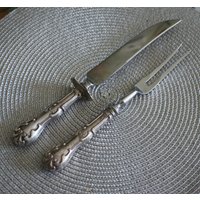 Schnitzerei Set Gabel Sheffield England, 2-Teiliges Messer Sterling Silber Edelstahl 925 Servier Vintage Fr von LOVNTG