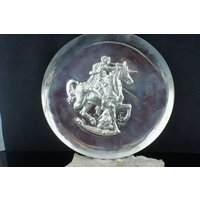 sterling Silber Platte Lincoln Mint 1971 Teller "Einhorn Dyonisiaque" Von Salvador Dali Vintage Art Mit Original Papierarbeit von LOVNTG