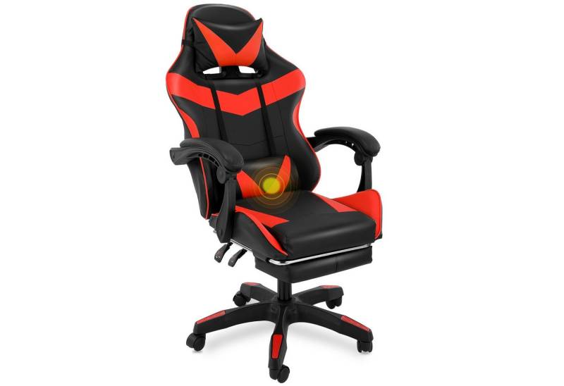 LOVONLIVE Gaming-Stuhl Bürostuhl mit Massagefunktion, Fußstütze, Kopfstütze, Lendenkissen (Pacekung), Verbindungsarmlehnen bis 150kg belastbar,Hohe Rückenlehne,360° drehbar von LOVONLIVE