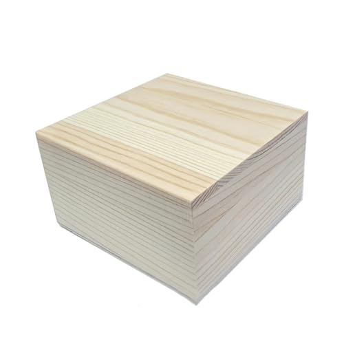 LOVSSU Holz Aufbewahrungsbox 1 Stück Holzkiste Ober- und Unterdeckel Aufbewahrungsbox Schmuck-Sammelbox Home Storage Holzkiste FüR Bastelbedarf(8X8X4.5CM) von LOVSSU