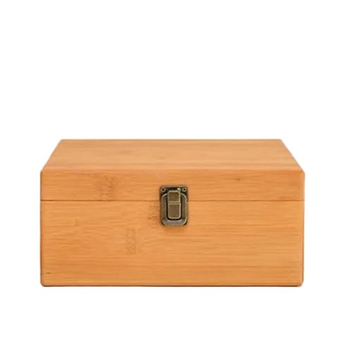 LOVSSU Holz Aufbewahrungsbox Fall Holz Aufbewahrungsbox Flip Handmade Große Kapazität Rechteckige Retro Metall Schloss Liefert Schatztruhe FüR Bastelbedarf(M19.5x19.5x10cm) von LOVSSU