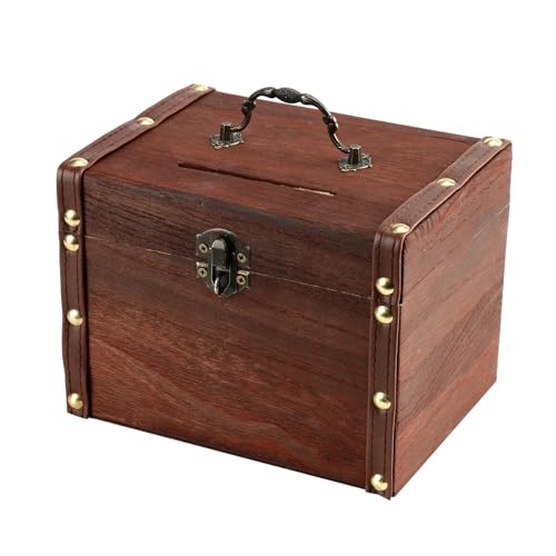 LOVSSU Holz Aufbewahrungsbox Fall Holz Aufbewahrungsbox Flip Handmade Große Kapazität Rechteckige Retro Metall Schloss Liefert Schatztruhe FüR Bastelbedarf von LOVSSU
