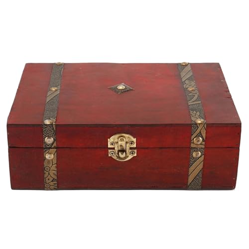 LOVSSU Holz Aufbewahrungsbox Holz Vintage Schatztruhe Schmuck Aufbewahrungsbox mit Schloss Boxen Organizer Container dekorative Box FüR Bastelbedarf von LOVSSU