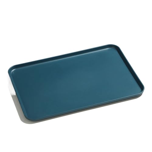 LOVSSU Kunststofftablett FüR Die KüChe 1 PC Einfarbig Rechteckige Kunststoff Tablett Teller Rotwein Getränke Kaffee Tablett Haushaltswaren Küche Bar Zubehör FüR Die KüChe(Deep Blue,M) von LOVSSU