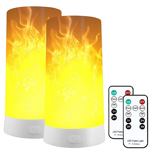 LOVUMMOR LED Flamme Lampe mit Fernbedienung Timer, USB Wiederaufladbar Flammeneffekt Nachtlicht Wasserdicht LED Kerzen Flackernde Flammen Lampe für Weihnachten, Halloween, Party (Gelb, 2 Stück) von LOVUMMOR