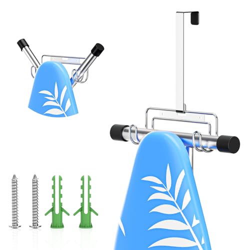 Bügelbrett Wandhalterung Bügelbrett Aufhängung, Bügelbrett Halter Edelstahl, Bügelbrett Halterung Tür, Bügelbretthalter Mit Abnehmbaren Haken & Schrauben Für Verschiedene Bügelbrett von LOXSUN