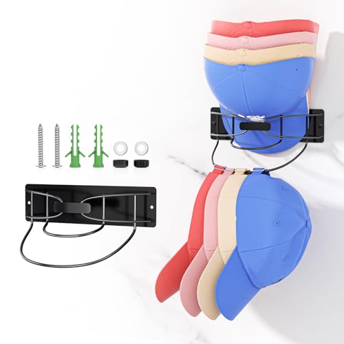 LOXSUN Cap Halterung Wand, Metall Cap Halter für Wand & Tür, 30+ Baseball Cap Halterung, Schwarz Kappenhalter, Cap Organizer Wand Huthalter(LOXSON) von LOXSUN