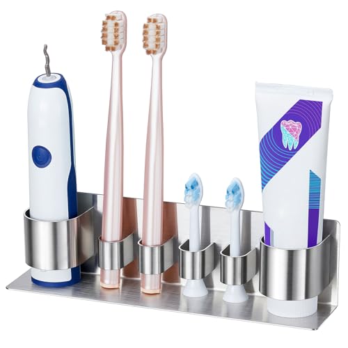 LOXSUN Edelstahl Zahnbürstenkopf Halter & Zahnbürstenhalter,Aufsteckbürsten Halter, Elektrische Zahnbürsten Halterung,Wandmontage Organizer Badezimmer von LOXSUN