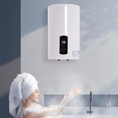 30L Warmwasserspeicher Heizung Emaillierter Stahlbehälter 2000W 77-167°F Warmwasserboiler Mit Leckage-Schutz,Handbrause,Wasserhahn von LOYEMAADE