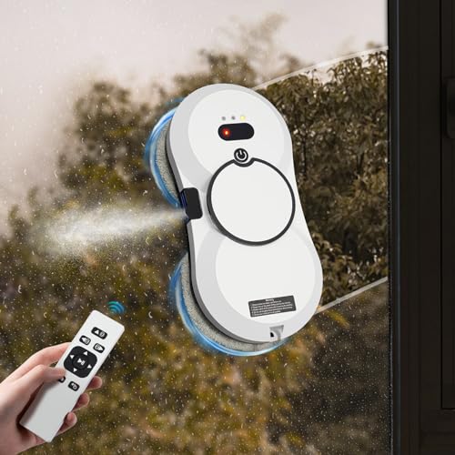 Fensterputzroboter,Automatischer Fensterputzer Mit Sprühfunktion,10 Reinigungstücher,Fensterroboter Mit Fernbedienung,für Fenster, Fliesen, Spiegel, Schränke, Glastüren von LOYEMAADE
