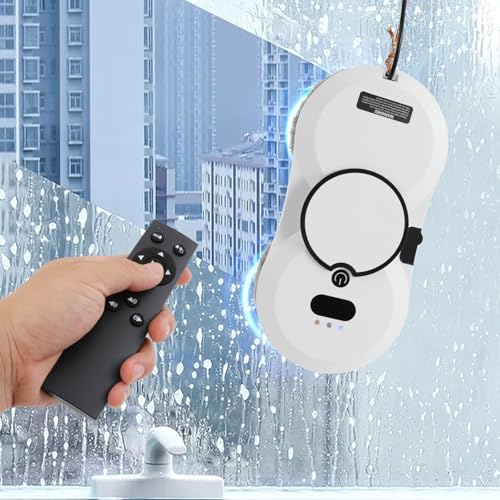 Fensterputzroboter,Intelligentes Kantenerkennungssystem,Fensterreinigungsroboter Mit Automatischem Wasserstrahl,Fensterreiniger Roboter mit 4 m Sicherheitsseil,Fernbedienung und 10 Reinigungstüchern von LOYEMAADE