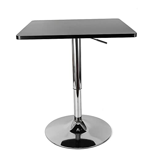 LOYEMAADE Verstellbare Höhe Square Bar Tisch Stehtisch Bartische Bistrotisch Küchentisch Stehtisch MDF & Edelstahl Höhenverstellbar 70-90cm von LOYEMAADE