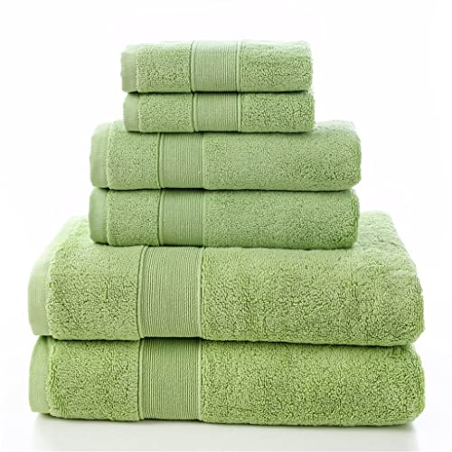 LOYKZCT Badeset aus Baumwolle, Handtücher, weißes Badezimmer, 2 große Badetücher, 2 Handtücher, 2 Waschlappen, saugfähiges Handtuch for den Strand (E)(Black) von LOYKZCT