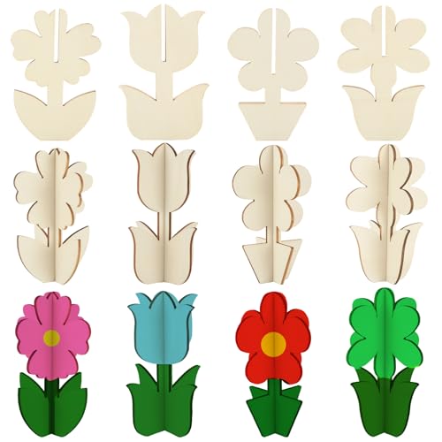 LOYORTY 24 Stück DIY 3D-Blumenfrühlingsholz zum Bemalen, unlackierte Blanko-Blumen-Holzausschnitte zum Basteln, Blumenornamente zum Bemalen von Dekorationen LOYORTY 24 Stück DIY 3D-Blumenfrühlingsholz zum Bemalen, unlackierte Blanko-Blumen-Holzausschnitte zum Basteln, Blumenornamente zum Bemalen von Dekorationen von LOYORTY