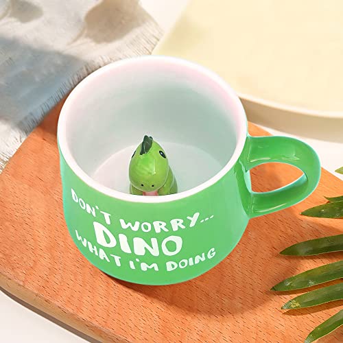3D Dinosaurier Tasse aus Keramik, Einzigartige Handgefertigte Dinosaurier Dino Kaffeetassen, Weihnachten Geschenk für Geburtstage, Frauen, Mädchen, Freundin (Dinosaurier) von LOZACHE