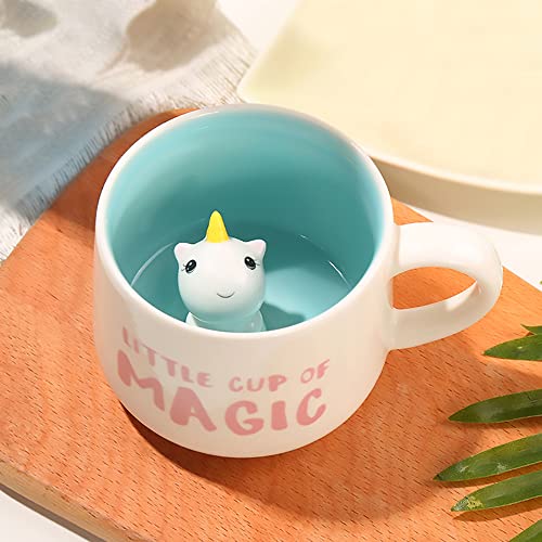 3D Einhorn Tasse aus Keramik, Einzigartige Handgefertigte Einhörner Kaffeetassen, Weihnachten Geschenk für Geburtstage, Frauen, Mädchen, Freundin (Einhorn) von LOZACHE