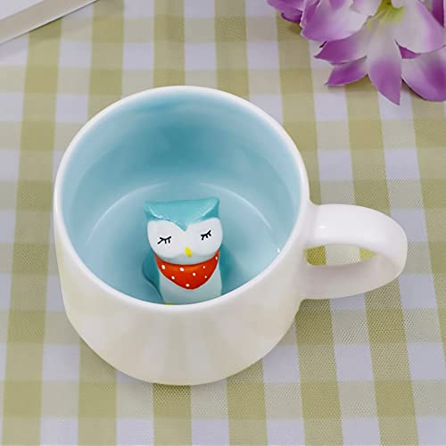 3D Eule Tasse aus Keramik, Eulen Geschenke Einzigartige Handgefertigte Kaffeetassen, Weihnachten Geschenk für Geburtstage, Frauen, Mädchen, Freundin (Eule) von LOZACHE