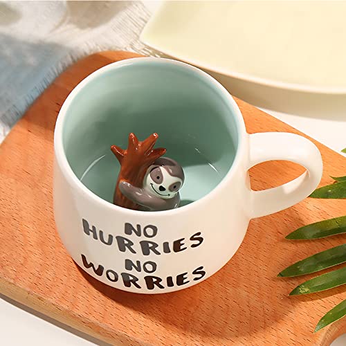 3D Faultier Tasse aus Keramik, Einzigartige Handgefertigte Faultier Kaffeetassen, Weihnachten Geschenk für Geburtstage, Frauen, Mädchen, Freundin (Faultier) von LOZACHE