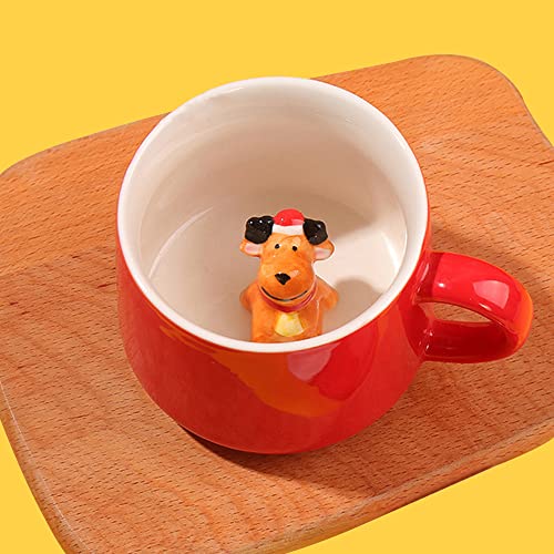 3D Tier Kaffee Tasse Cup, 12oz Lustige Cartoon Handgefertigte Figürigkeit Milch Teetasse, Weihnachten Geburtstagsgeschenke für Freunde Kinder Mädchen Frau Grandma Tante (Rentier) von LOZACHE