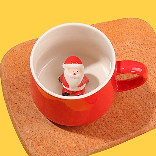 3D Tier Kaffee Tasse Santa Claus Cup, 12oz Lustige Cartoon Handgefertigte Figürigkeit Milch Teetasse, Weihnachten Geburtstagsgeschenke für Freunde Kinder Mädchen Frau Grandma Tante (Weihnachtsmann) von LOZACHE