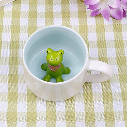 LOZACHE 3D tier Netter Frosch Kaffeetasse, 12oz Lustige Cartoon Handgemachte Figur Milch Teetasse, Frosch Geschenke Für Freunde Kinder Mädchen Frau Grandma Tante Geburtstagsgeschenk (Frosch) von LOZACHE