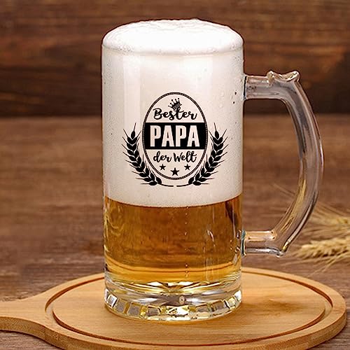 Bester PAPA der Welt Bierkrug Bierglas (0,5 liter) im Geschenkbox, Ruhestand Geschenk Bier Geschenke für Männer, Geschenk für PAPA zum Vatertagsgeschenk Geburtstag Jahrestag Vatertag Weihnachten von LOZACHE