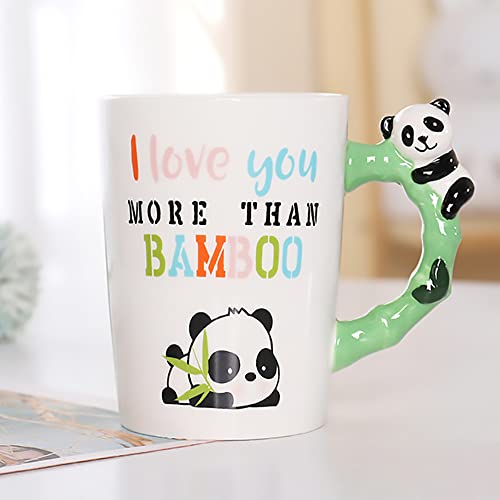 LOZACHE 3D Panda Kaffeebecher, niedliche Panda Geschenke für Mädchen Tochter Frauen Lady Freunde Neuheit Geburtstag Geschenk, 420ml (Panda) von LOZACHE
