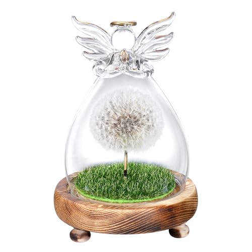 Geschenke für Frauen, Wunscherfüller, Echte Pusteblume im Glas Engel Figuren, Geburtstag Valentinstag Hochzeit Muttertag Weihnachten Geschenke für Mama Freundin Schwester Mädchen Geburtstagsgeschenk von LOZACHE