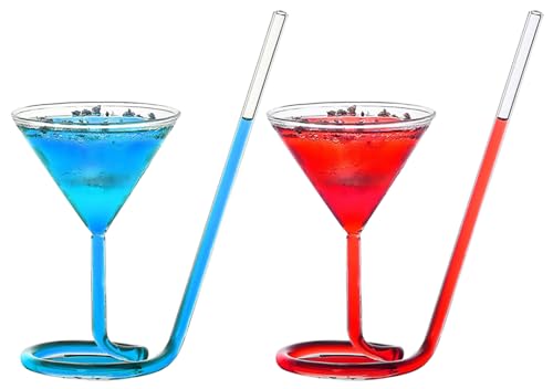 LOZACHE Mini Kristall Martini Gläser 2er Set mit Strohhalm, 110ml Einzigartige Espresso Martini Trinkgläser für Cocktail Champagner LOZACHE Mini Kristall Martini Gläser 2er Set mit Strohhalm, 110ml Einzigartige Espresso Martini Trinkgläser für Cocktail Champagner von LOZACHE