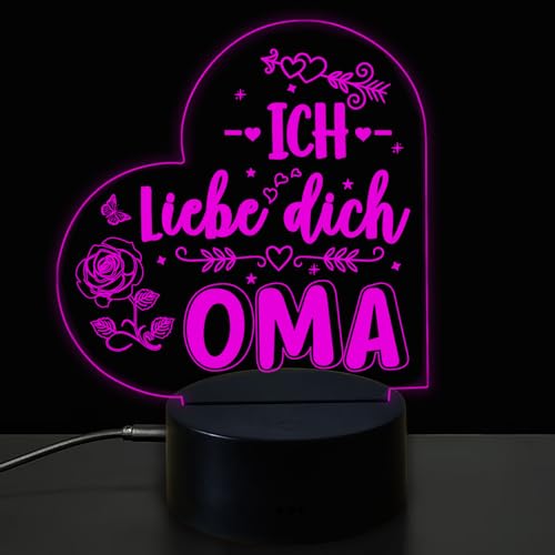 Nachtlichter mit Gravur - ICH LIEBE DICH OMA - Geschenk für OMA ideal als Geburtstagsgeschenk Weihnachtsgeschenke Muttertagsgeschenk Großmutter，Mit Stecker und Fernbedienung (OMA 02) von LOZACHE